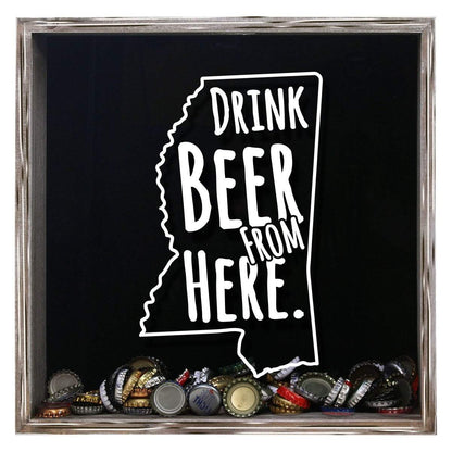 Mississippi Drink Beer From Here Beer Cap Shadow Box