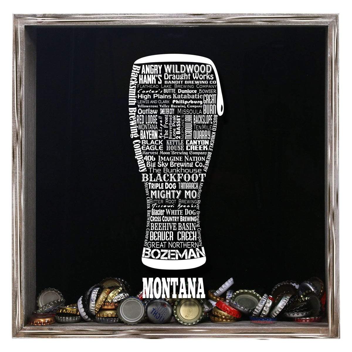 Montana Beer Typography Shadow Box