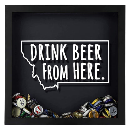 Montana Drink Beer From Here Beer Cap Shadow Box