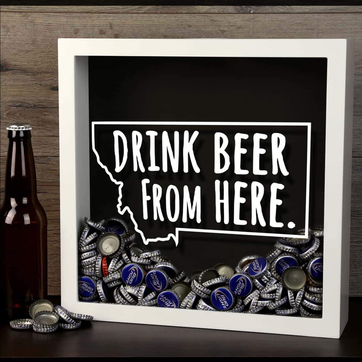 Montana Drink Beer From Here Beer Cap Shadow Box
