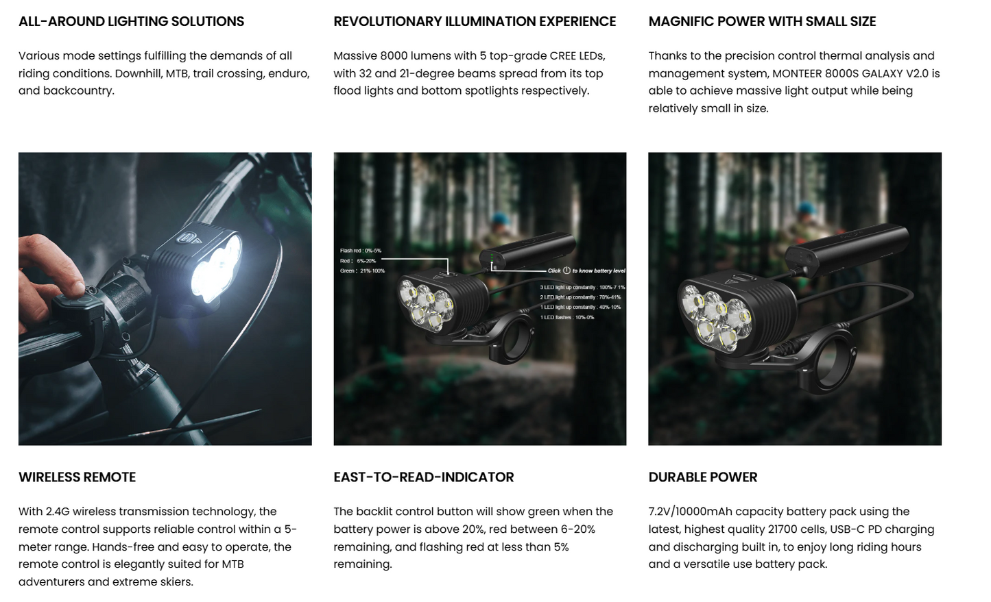 MONTEER 8000S GALAXY V2.0 Remote MTB Light