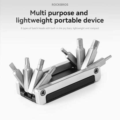 Bike Tool 8 in 1 Alloy Repair Kit with Tire Repair Strips