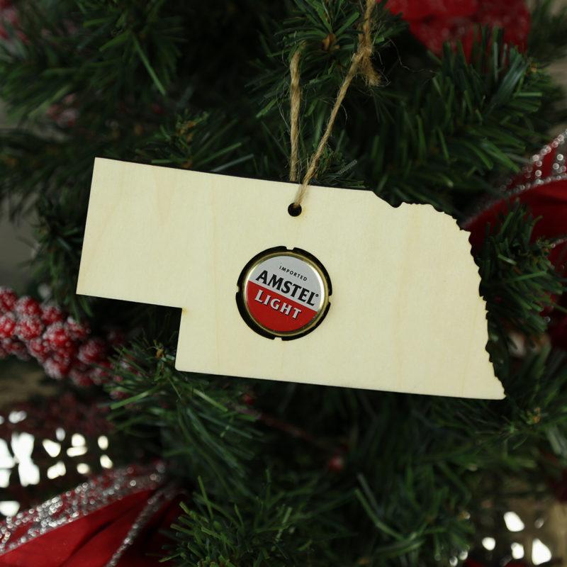 Nebraska Beer Cap Map Ornaments