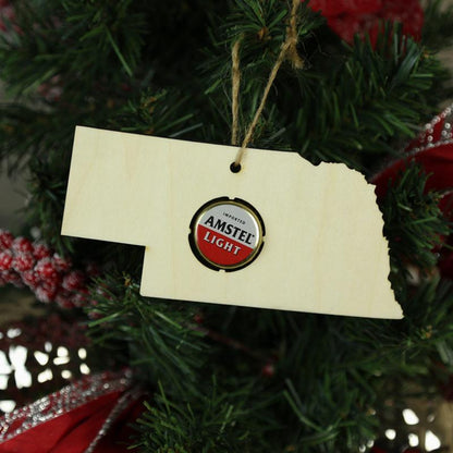Nebraska Beer Cap Map Ornaments