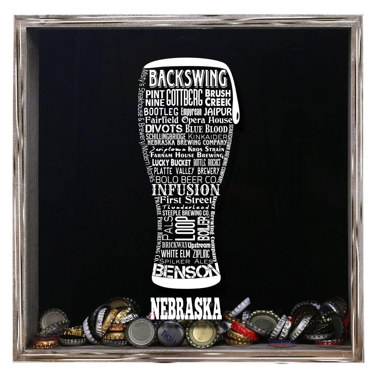 Nebraska Beer Typography Shadow Box