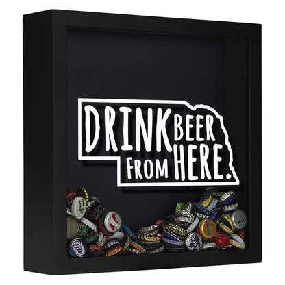 Nebraska Drink Beer From Here Beer Cap Shadow Box