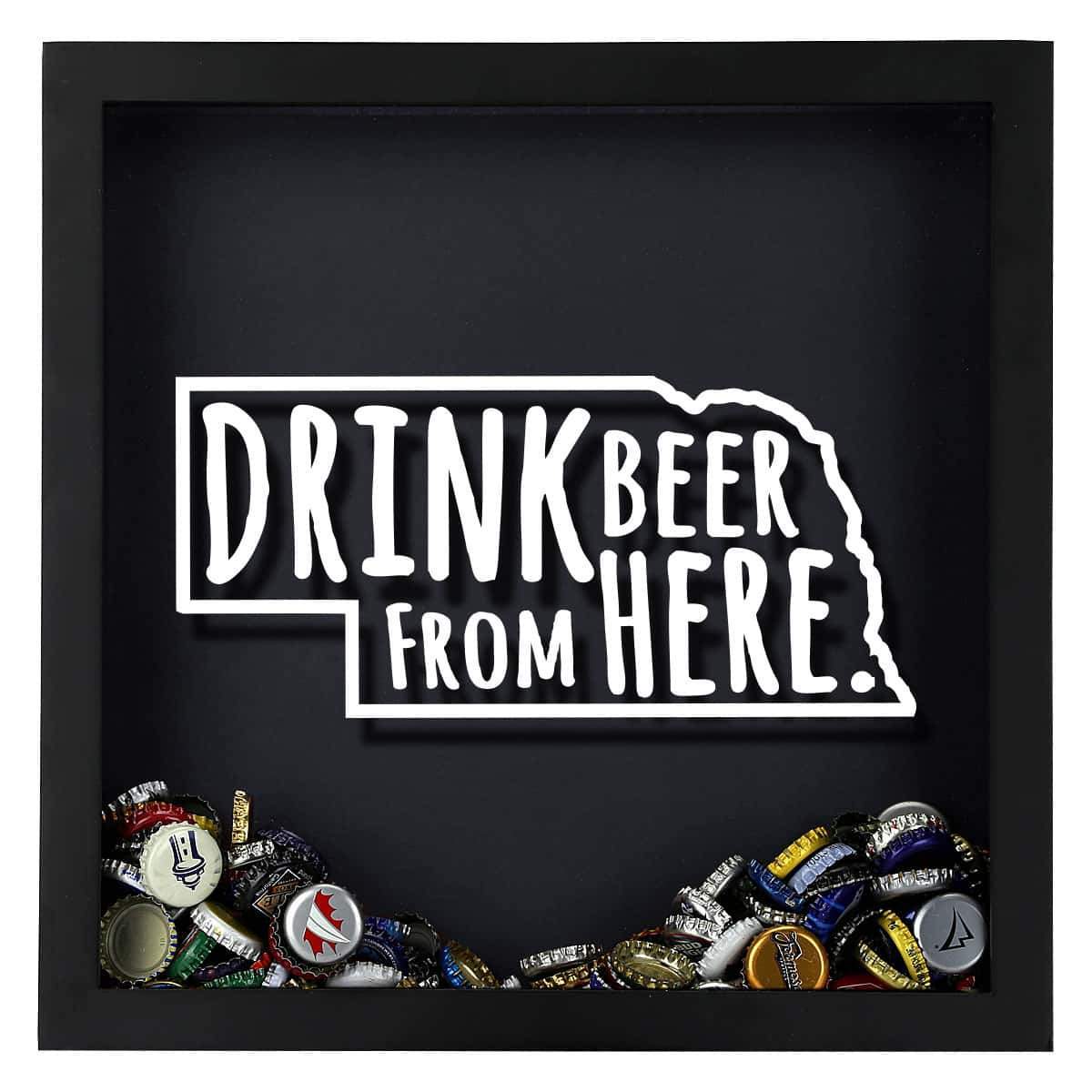 Nebraska Drink Beer From Here Beer Cap Shadow Box