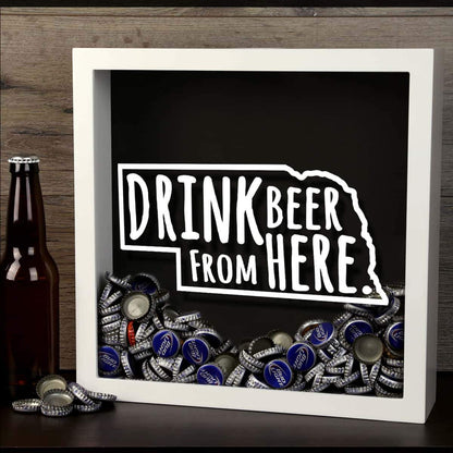 Nebraska Drink Beer From Here Beer Cap Shadow Box