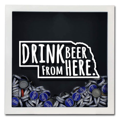 Nebraska Drink Beer From Here Beer Cap Shadow Box