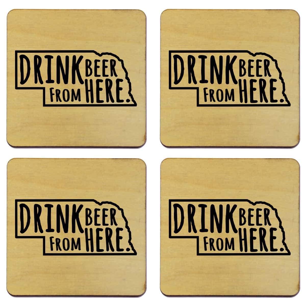 Nebraska Drink Beer From Here Coasters