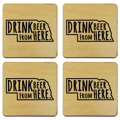 Nebraska Drink Beer From Here Coasters