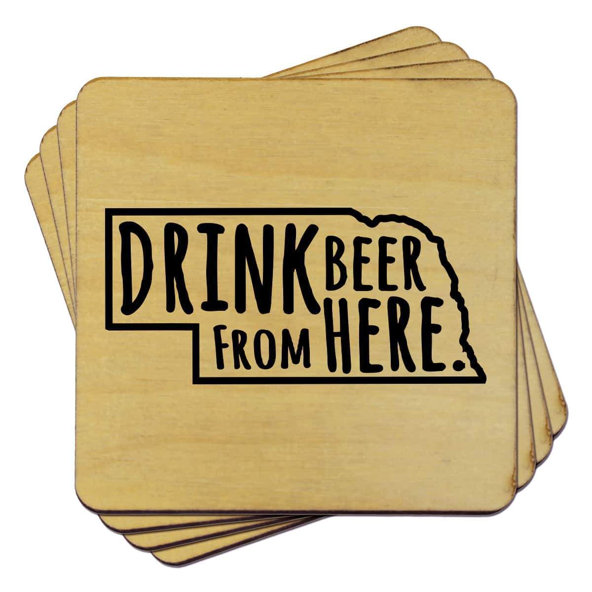 Nebraska Drink Beer From Here Coasters