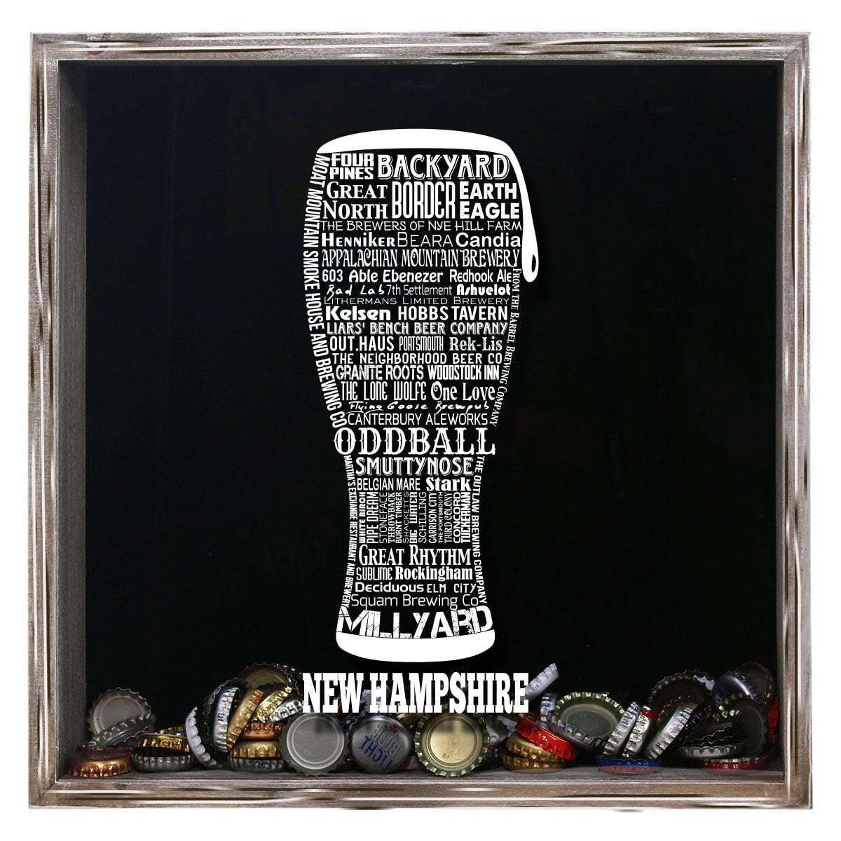 New Hampshire Beer Typography Shadow Box