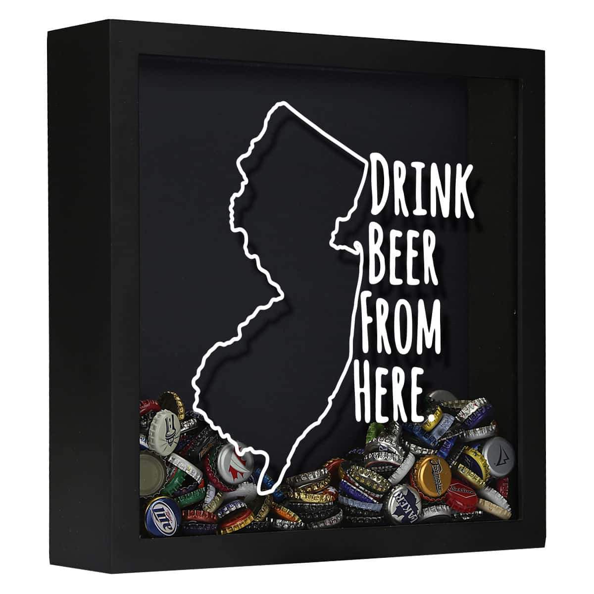 New Jersey Drink Beer From Here Beer Cap Shadow Box