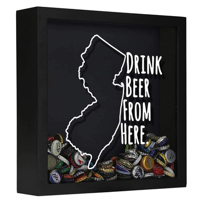New Jersey Drink Beer From Here Beer Cap Shadow Box