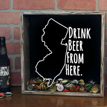New Jersey Drink Beer From Here Beer Cap Shadow Box