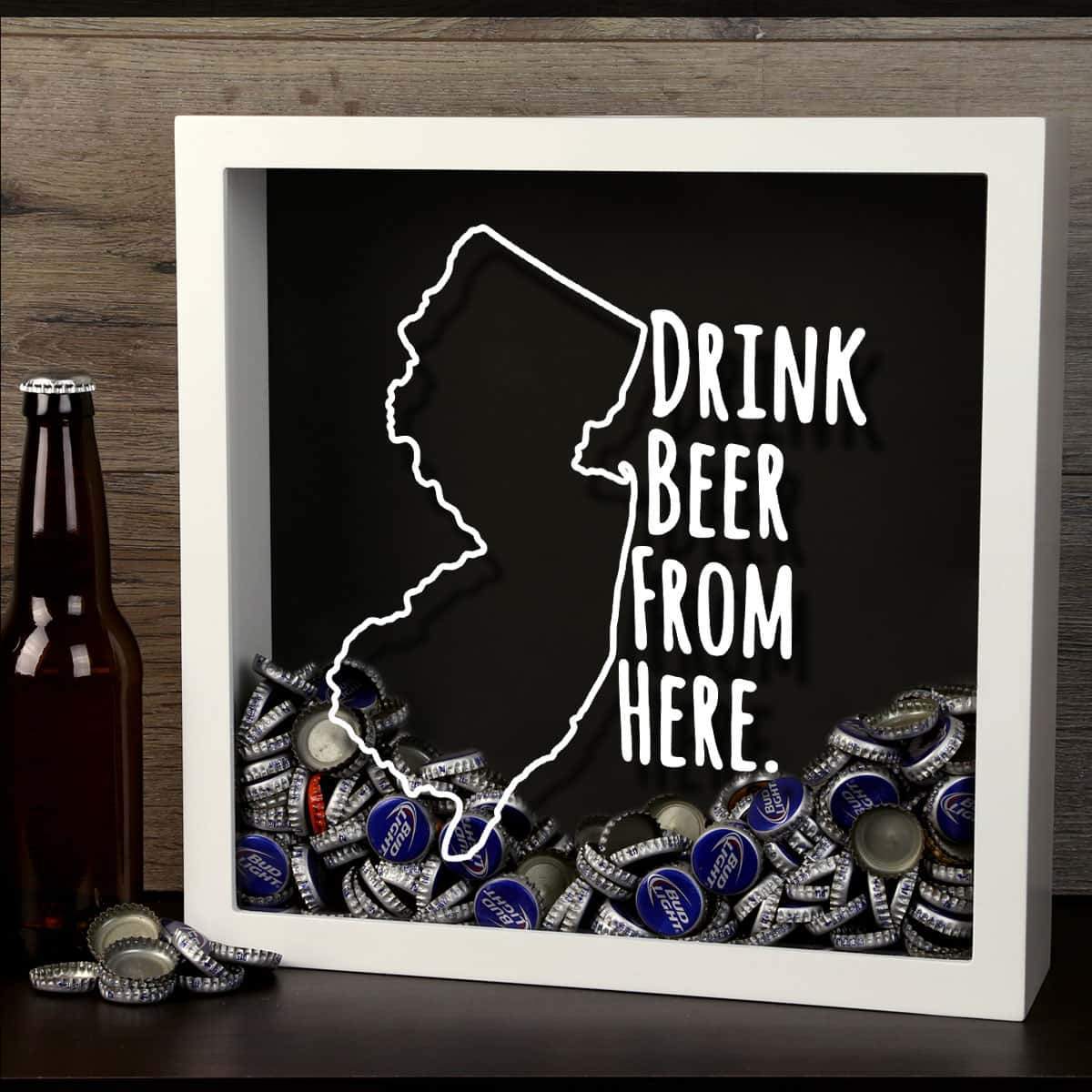 New Jersey Drink Beer From Here Beer Cap Shadow Box