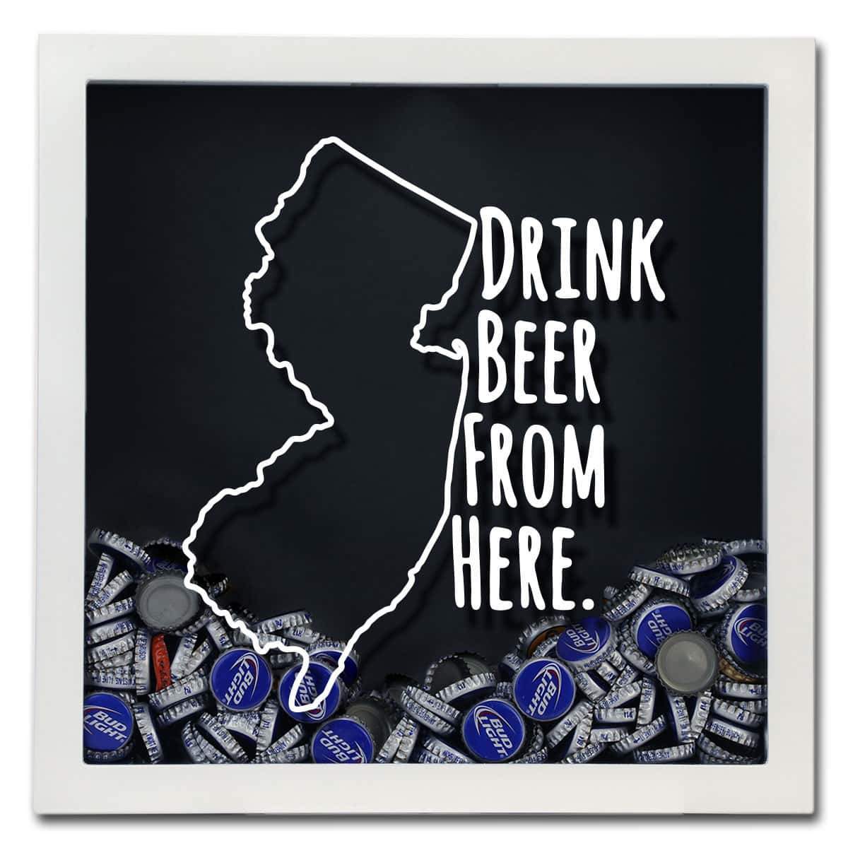 New Jersey Drink Beer From Here Beer Cap Shadow Box