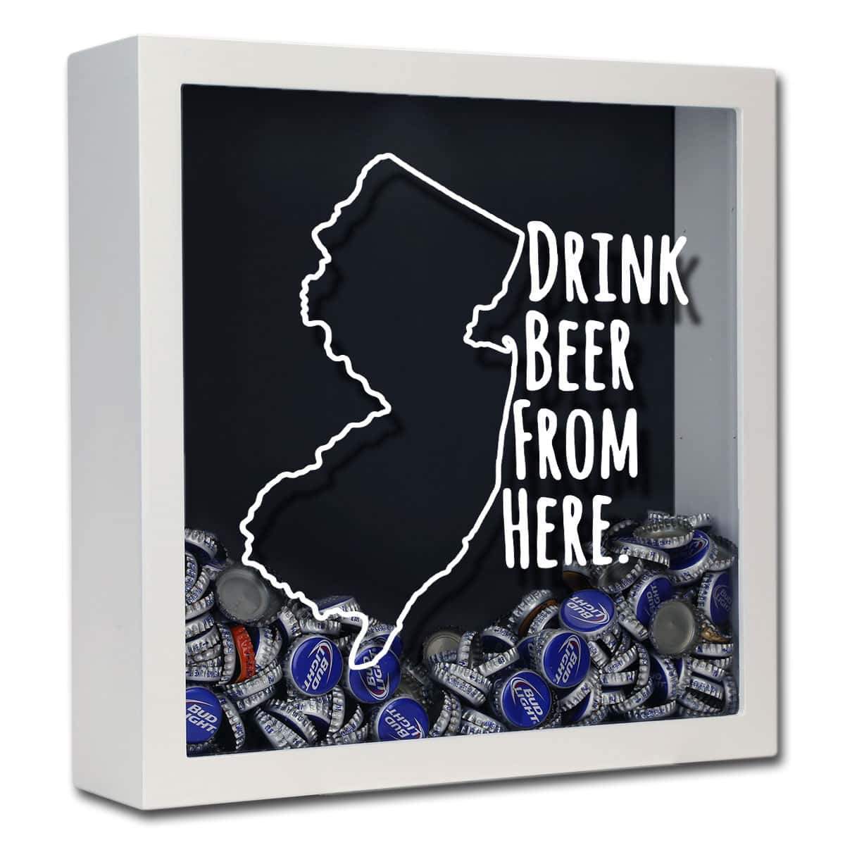 New Jersey Drink Beer From Here Beer Cap Shadow Box