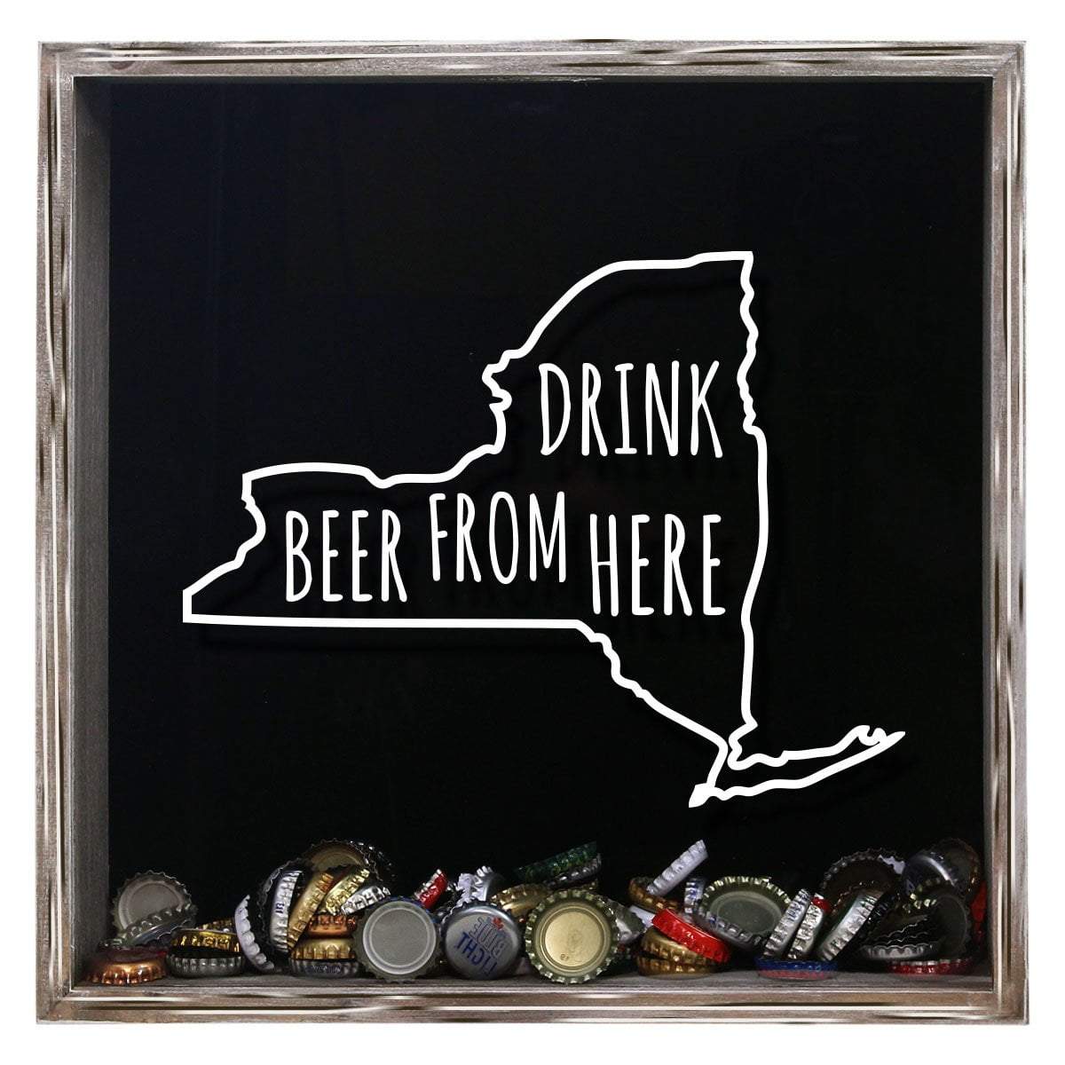 New York Drink Beer From Here Beer Cap Shadow Box