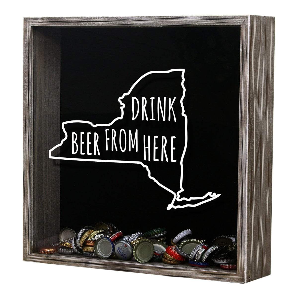 New York Drink Beer From Here Beer Cap Shadow Box