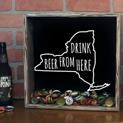 New York Drink Beer From Here Beer Cap Shadow Box