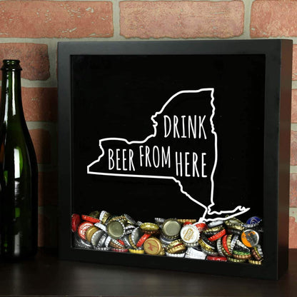 New York Drink Beer From Here Beer Cap Shadow Box