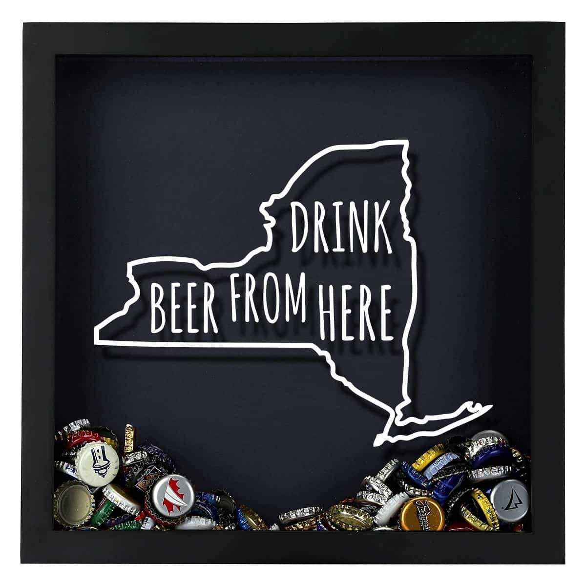 New York Drink Beer From Here Beer Cap Shadow Box