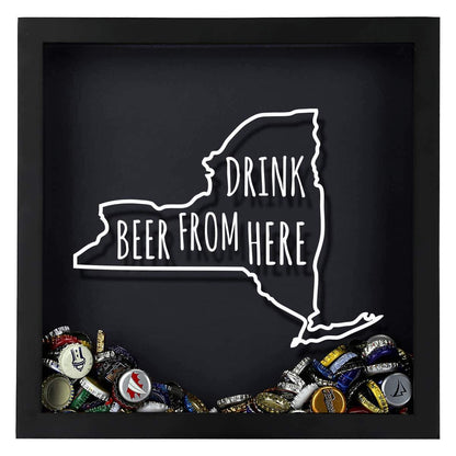 New York Drink Beer From Here Beer Cap Shadow Box