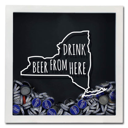 New York Drink Beer From Here Beer Cap Shadow Box