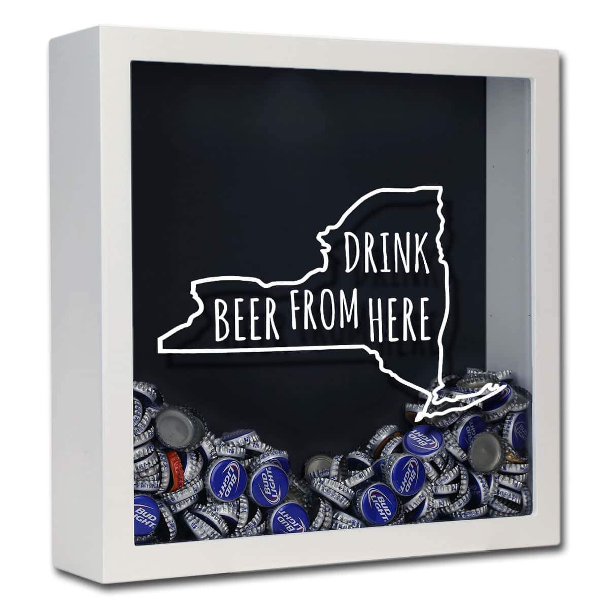 New York Drink Beer From Here Beer Cap Shadow Box