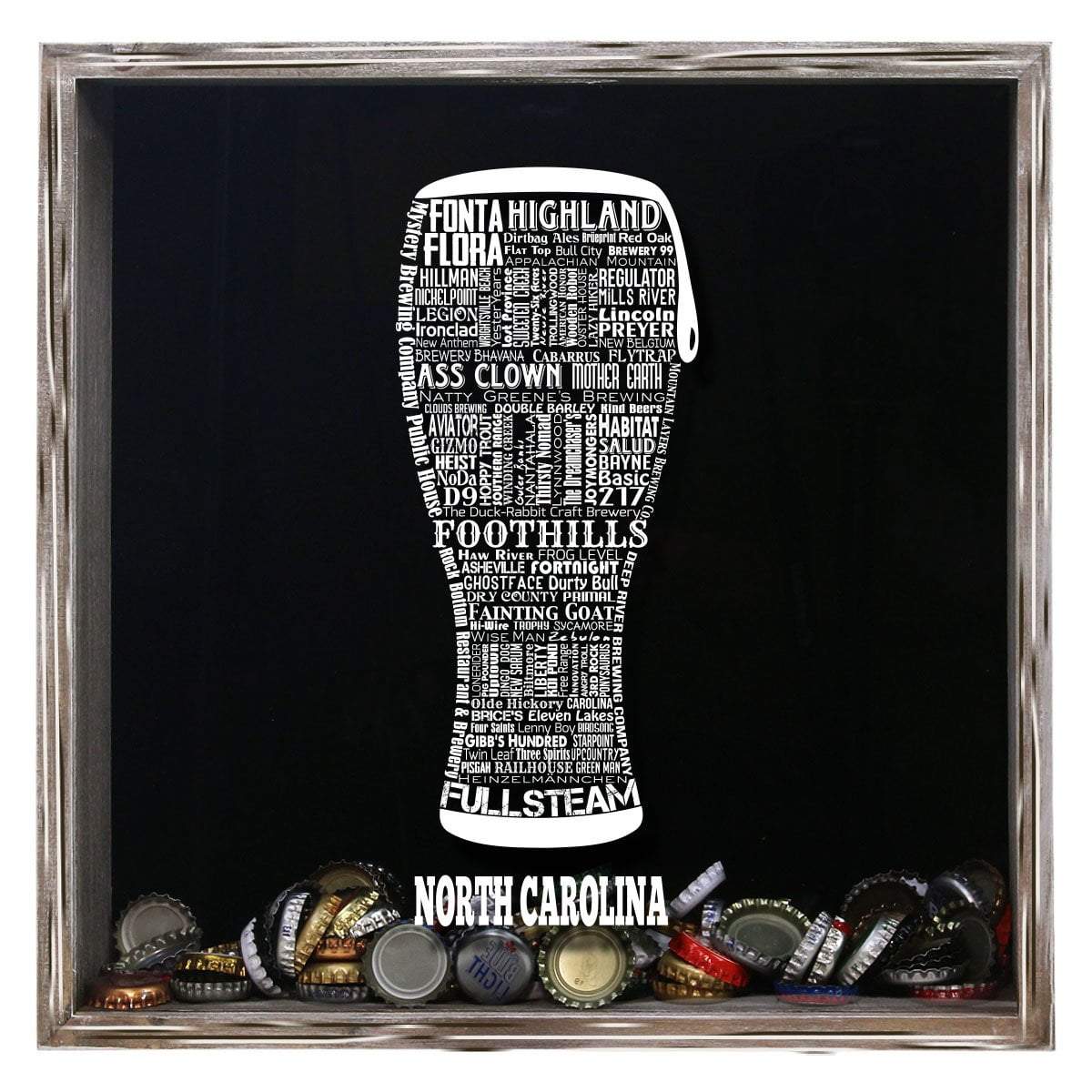North Carolina Beer Typography Shadow Box