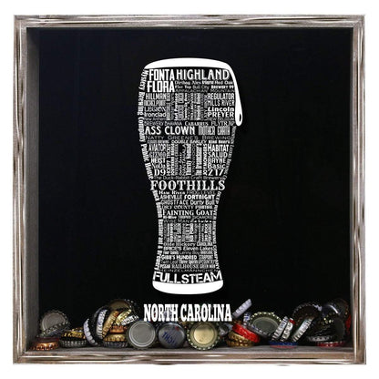 North Carolina Beer Typography Shadow Box