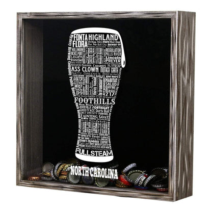 North Carolina Beer Typography Shadow Box
