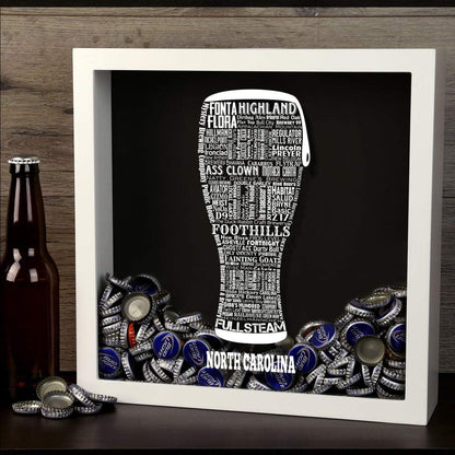 North Carolina Beer Typography Shadow Box
