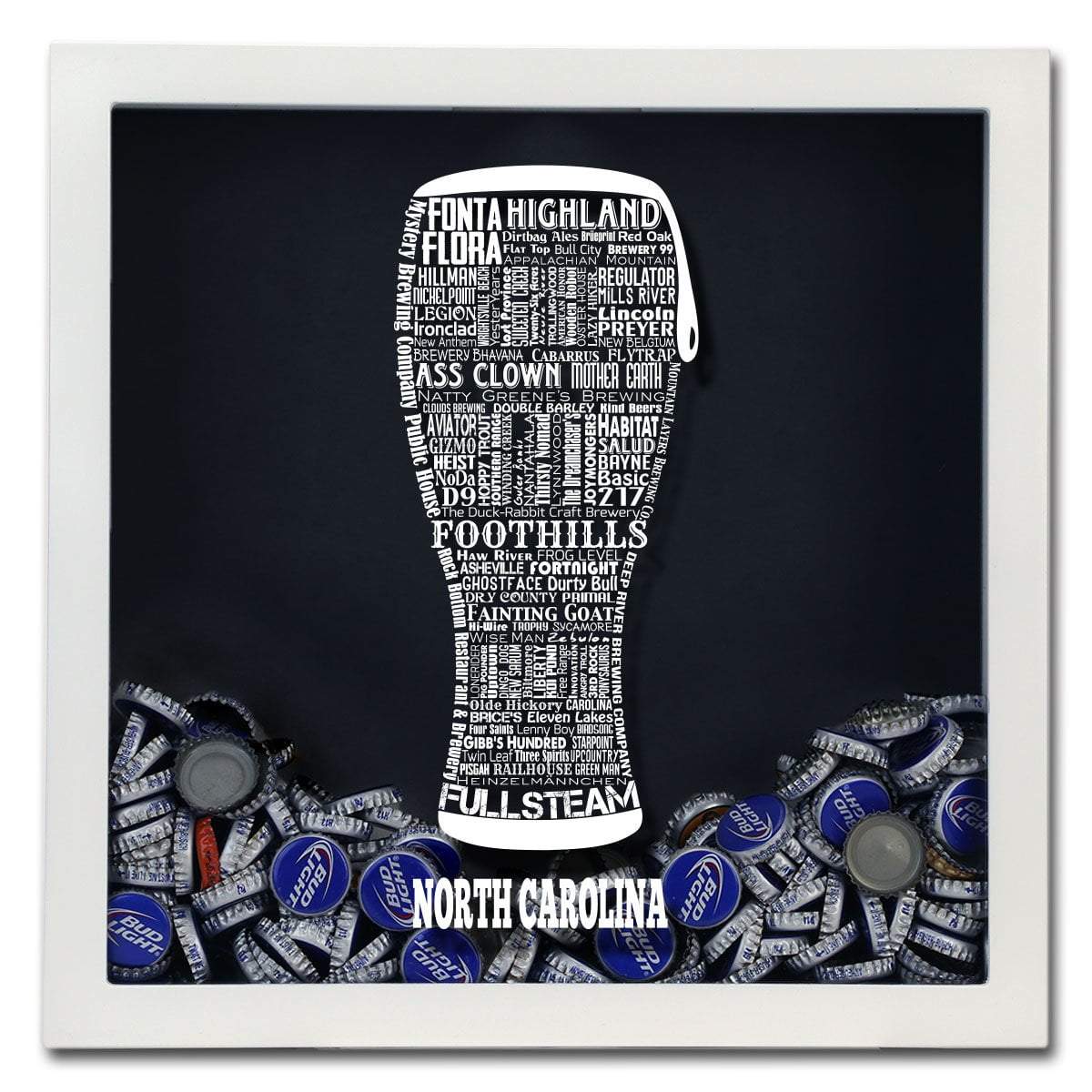 North Carolina Beer Typography Shadow Box