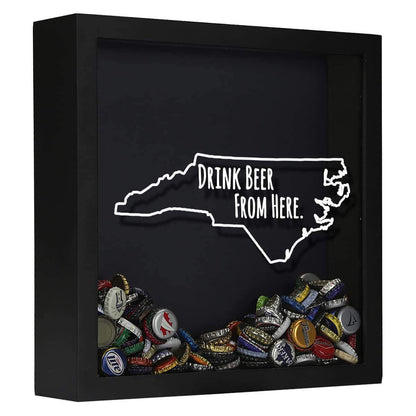 North Carolina Drink Beer From Here Beer Cap Shadow Box