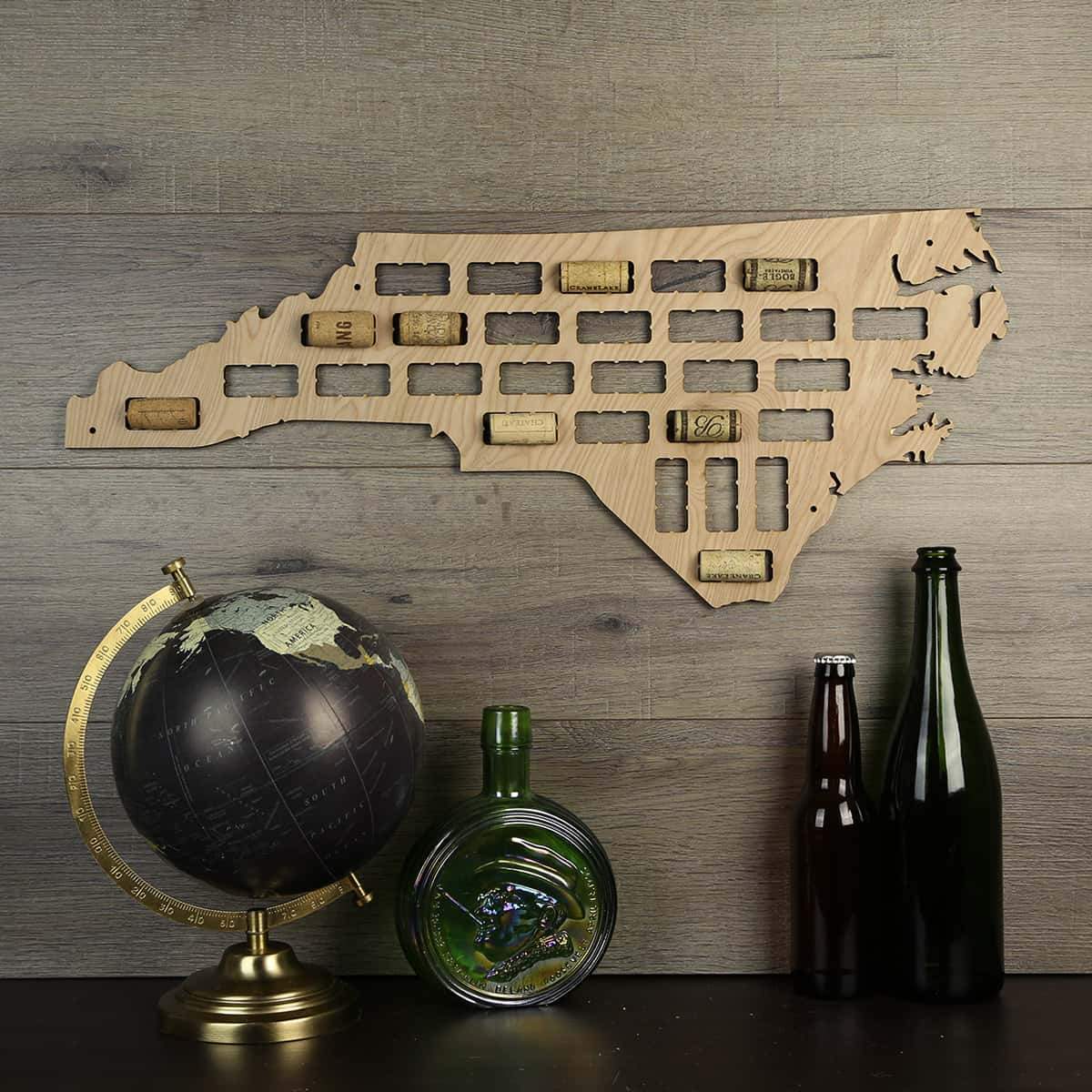 North Carolina Wine Cork Map