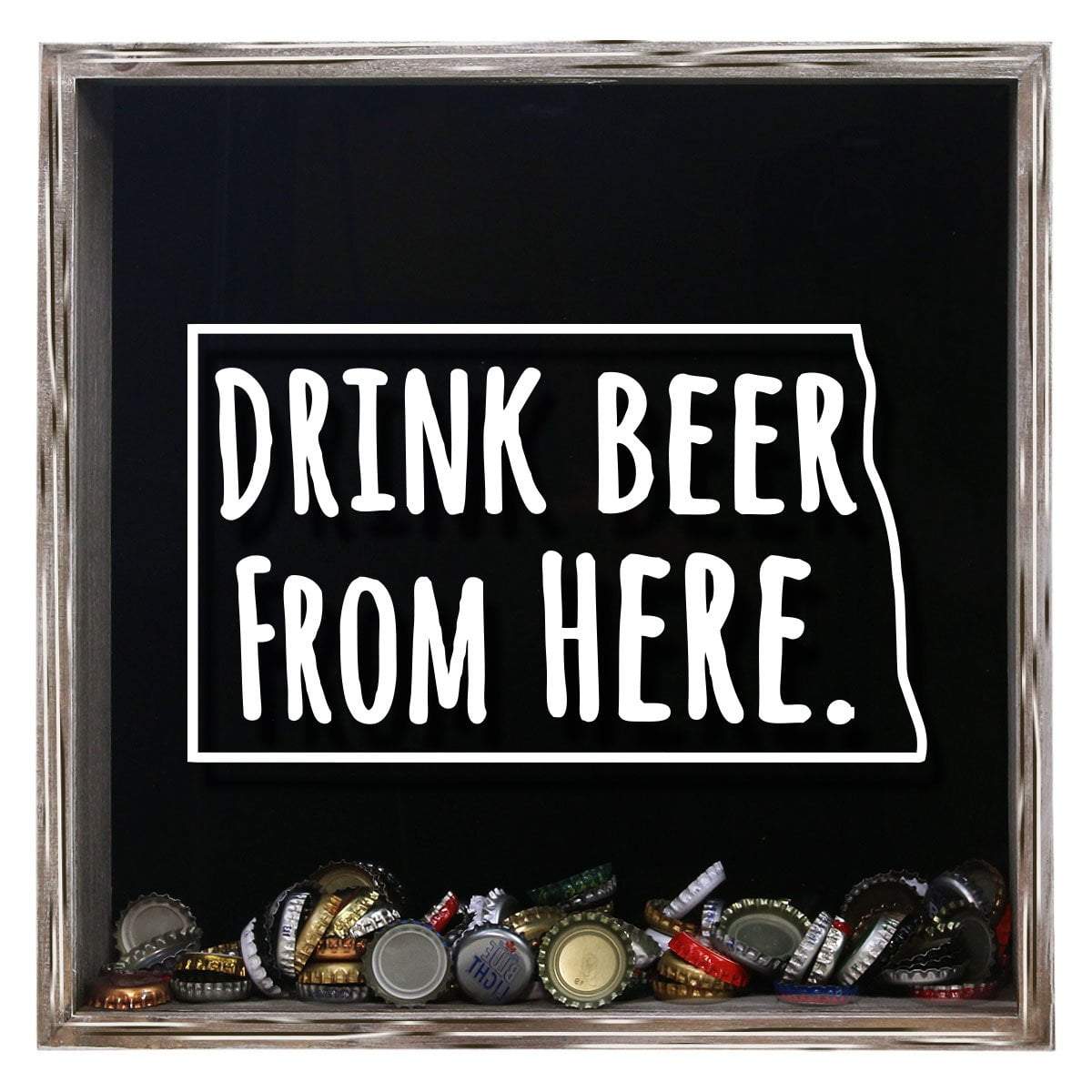 North Dakota Drink Beer From Here Beer Cap Shadow Box