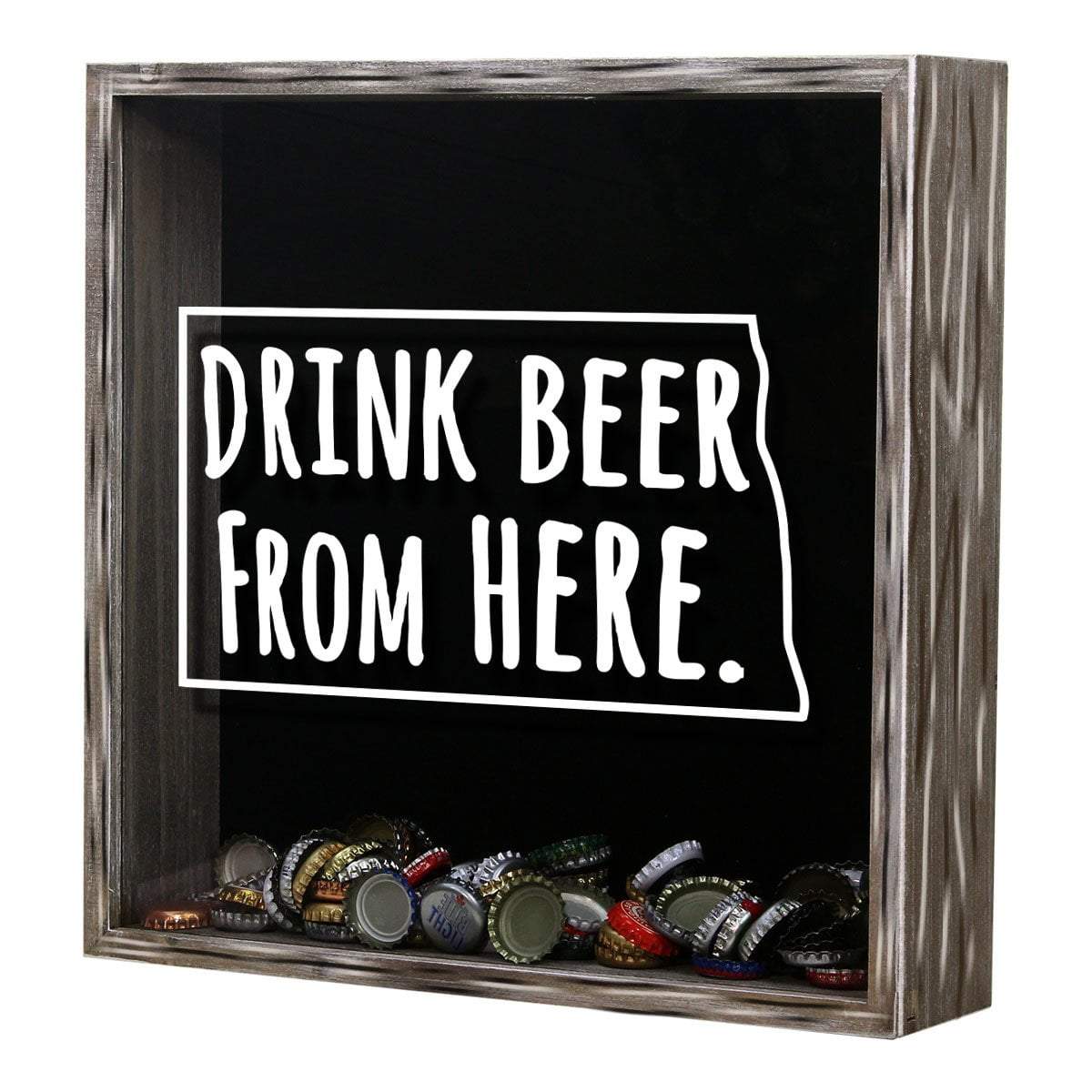 North Dakota Drink Beer From Here Beer Cap Shadow Box
