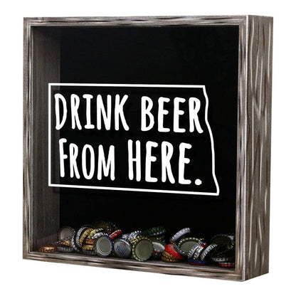 North Dakota Drink Beer From Here Beer Cap Shadow Box