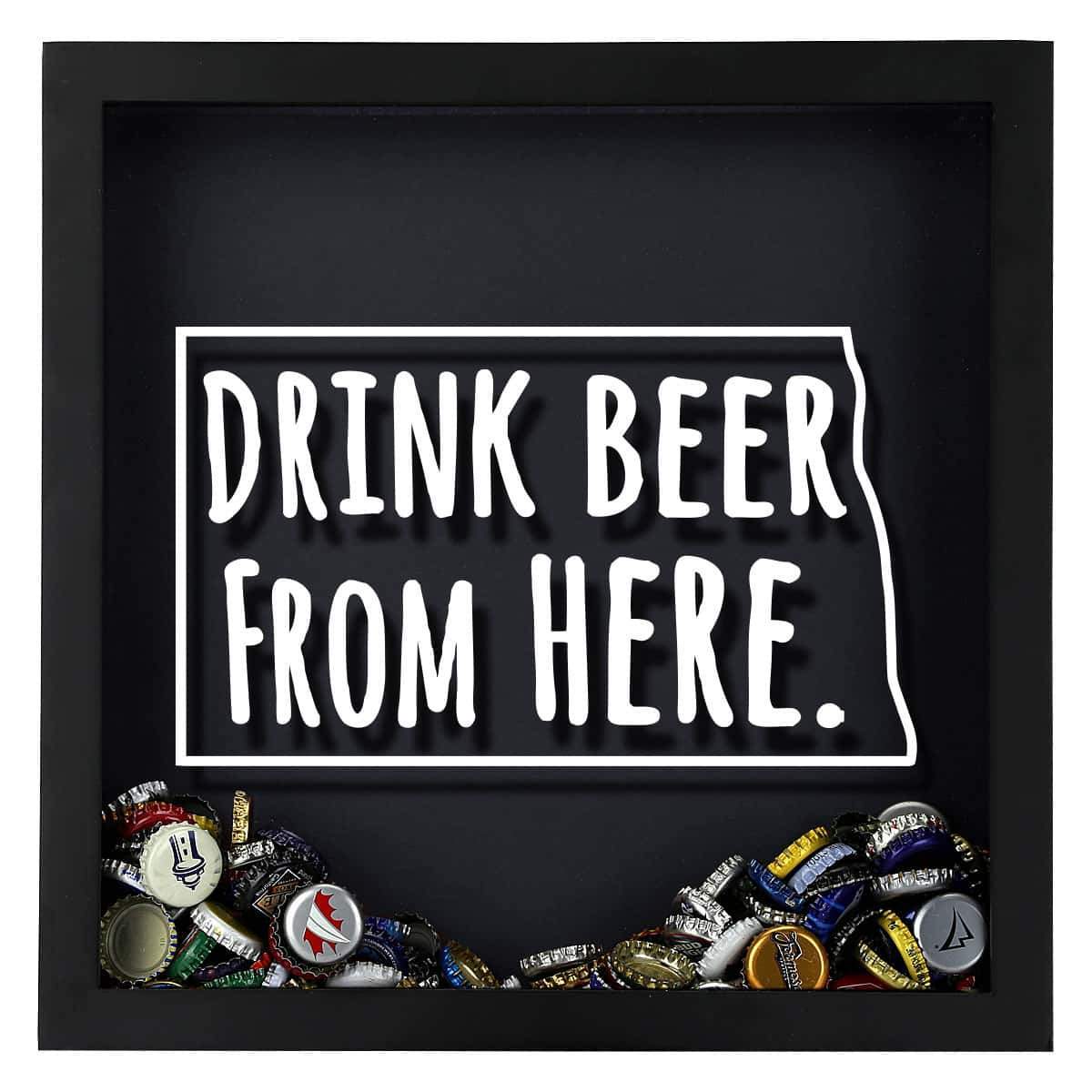 North Dakota Drink Beer From Here Beer Cap Shadow Box