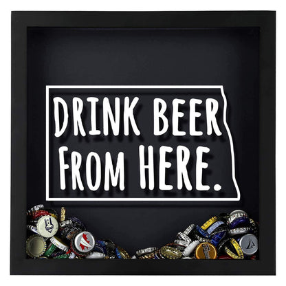 North Dakota Drink Beer From Here Beer Cap Shadow Box