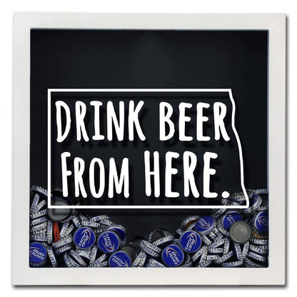 North Dakota Drink Beer From Here Beer Cap Shadow Box