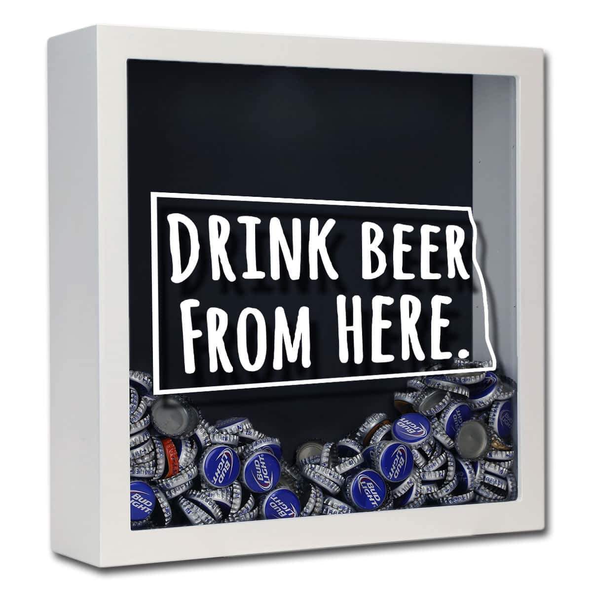 North Dakota Drink Beer From Here Beer Cap Shadow Box