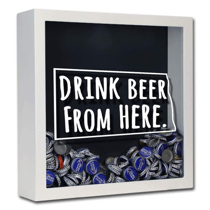 North Dakota Drink Beer From Here Beer Cap Shadow Box