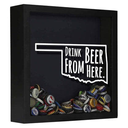 Oklahoma Drink Beer From Here Beer Cap Shadow Box