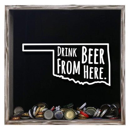 Oklahoma Drink Beer From Here Beer Cap Shadow Box