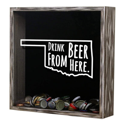 Oklahoma Drink Beer From Here Beer Cap Shadow Box