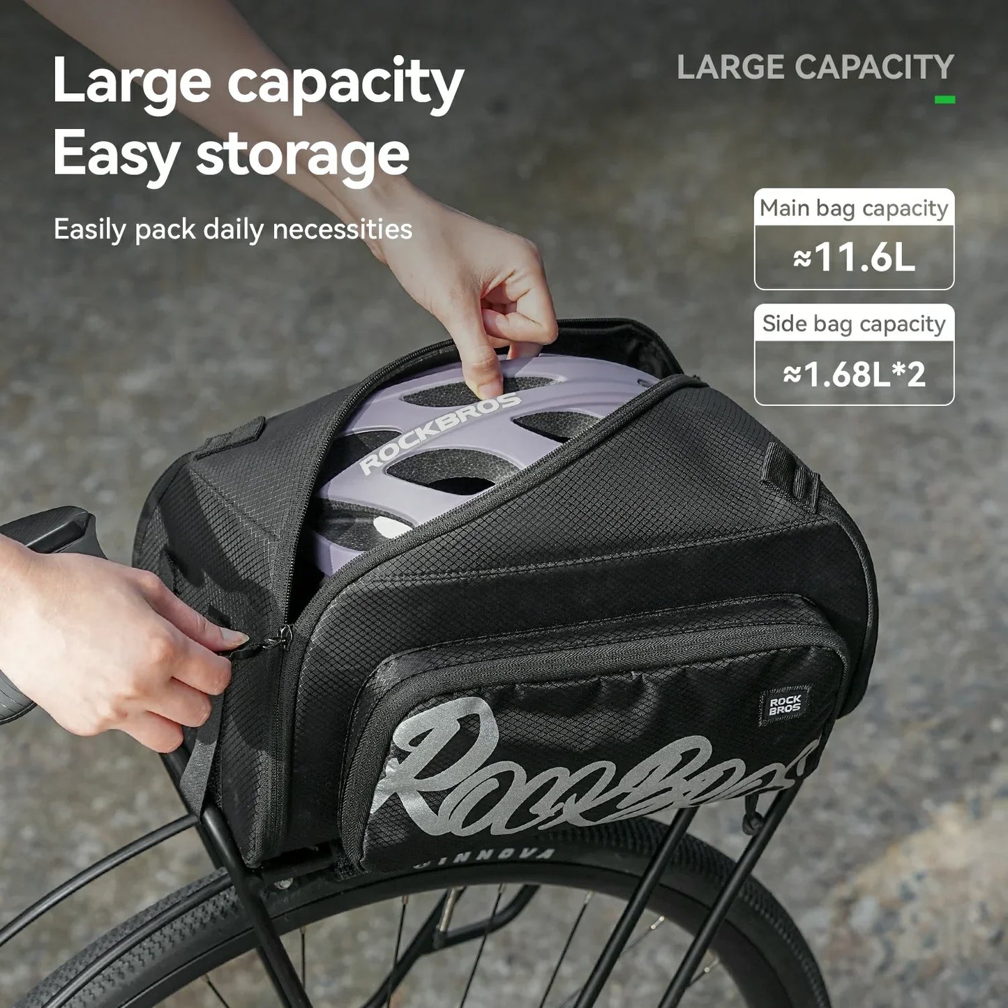 Bike Rear Rack Bag One-Piece Foldable 11L-15L